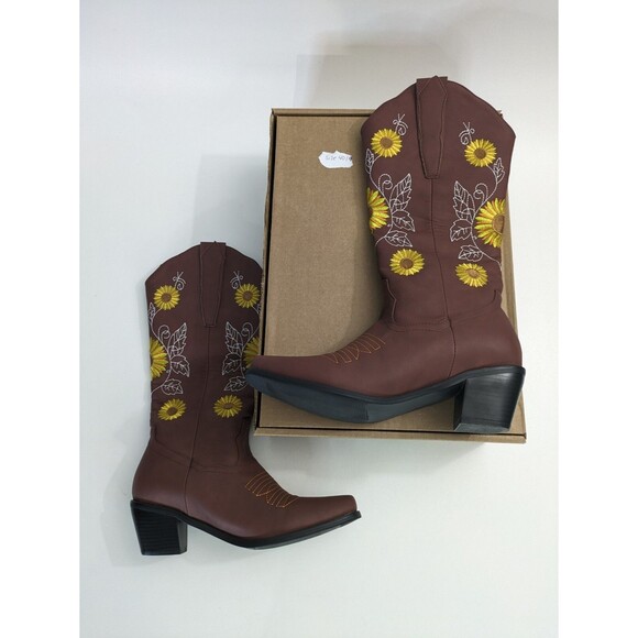 Unbranded Shoes - Western Cowboy Boots Block High Heels Women Pull On 9 US, 40 EU